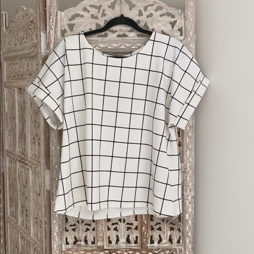 Grid Zippered Blouse Melloday Nordstrom Size L